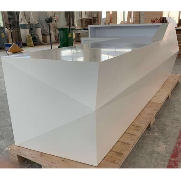 Diamond L Shape White KTV Reception Desk Counter Furniture