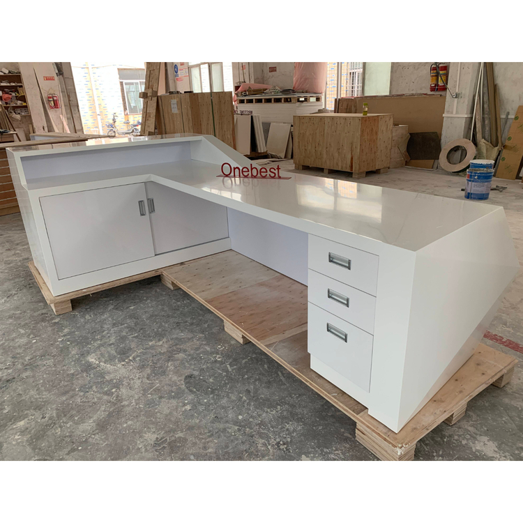 ergonomic L Shaped Reception Desk Dimensions with RGB