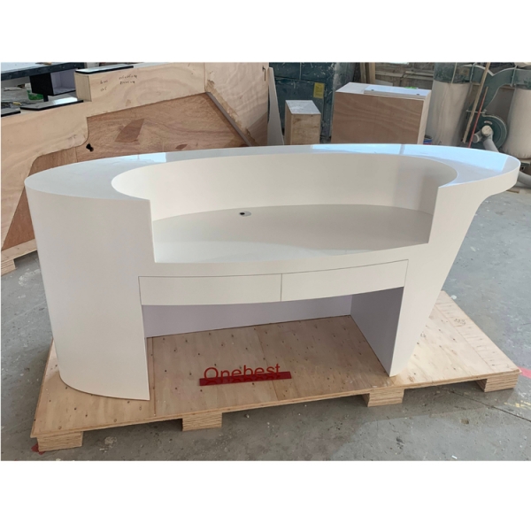 Oval Shape White Dental Reception Desk with Drawer