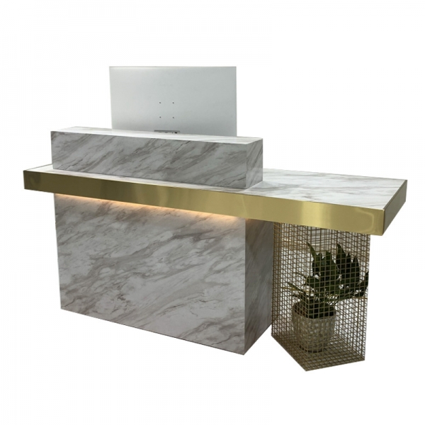 Gold Small Size New Spa Reception Desk Marble