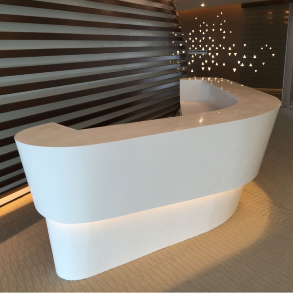 Rounded C Shape Bar Reception Desk Warm White LED Counter