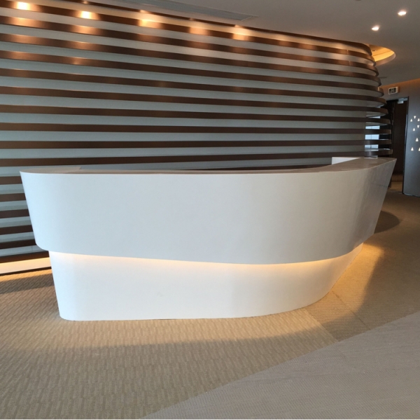 Rounded C Shape Bar Reception Desk Warm White LED Counter