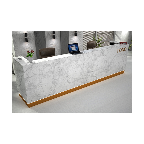 USA Project Black Corian Solid Surface Reception Desk with LED