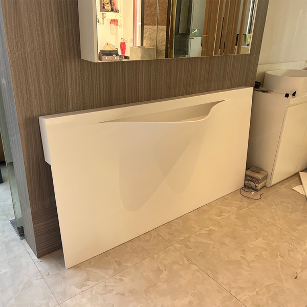 White Solid Surface Bathroom Vanity with Sink Luxury Italian Wash Basin