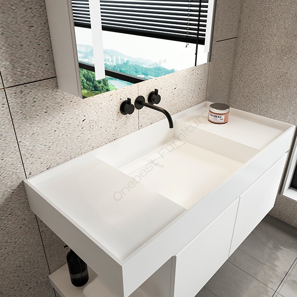 Customized Wall-hung Bathroom Washing Basin Solid Surface Sink White