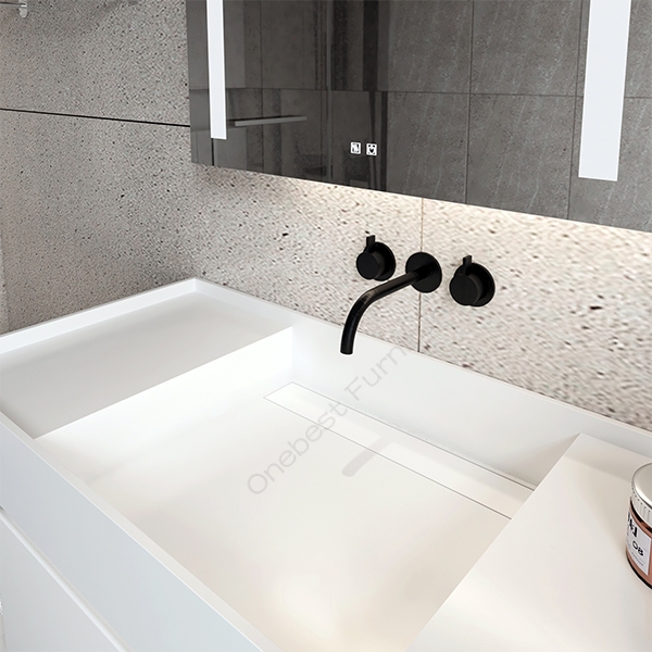Customized Wall-hung Bathroom Washing Basin Solid Surface Sink White